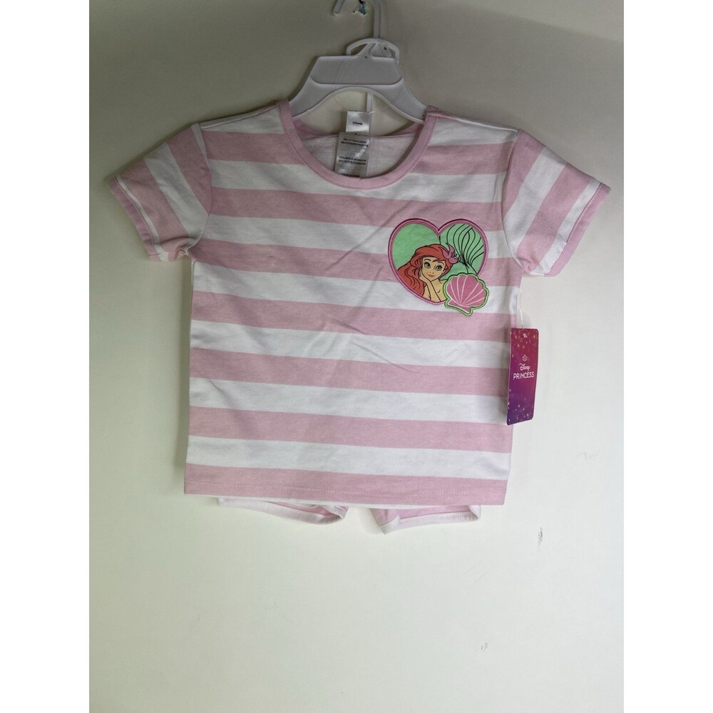 Disney Princess Ariel T-Shirt Top and Shorts 2 Piece Outfit Set Girls Size 5